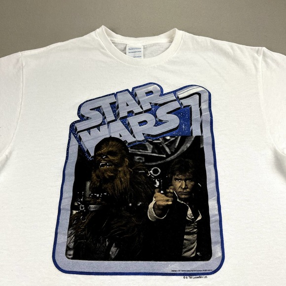 Star Wars T-Shirt Adult Medium White Han Solo Chewbacca Lucasfilm Movie Mens - Picture 2 of 11